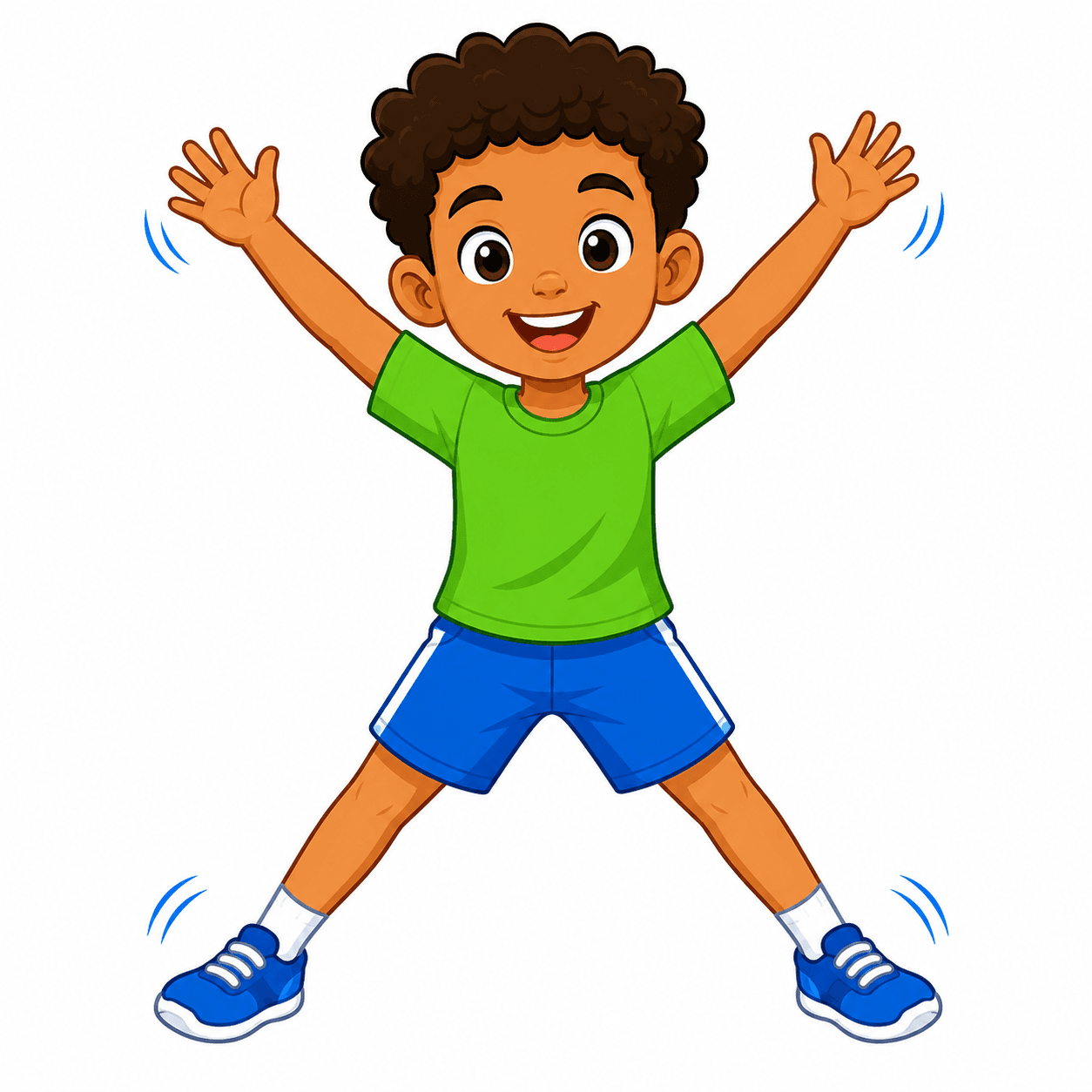 Child doing jumping jacks