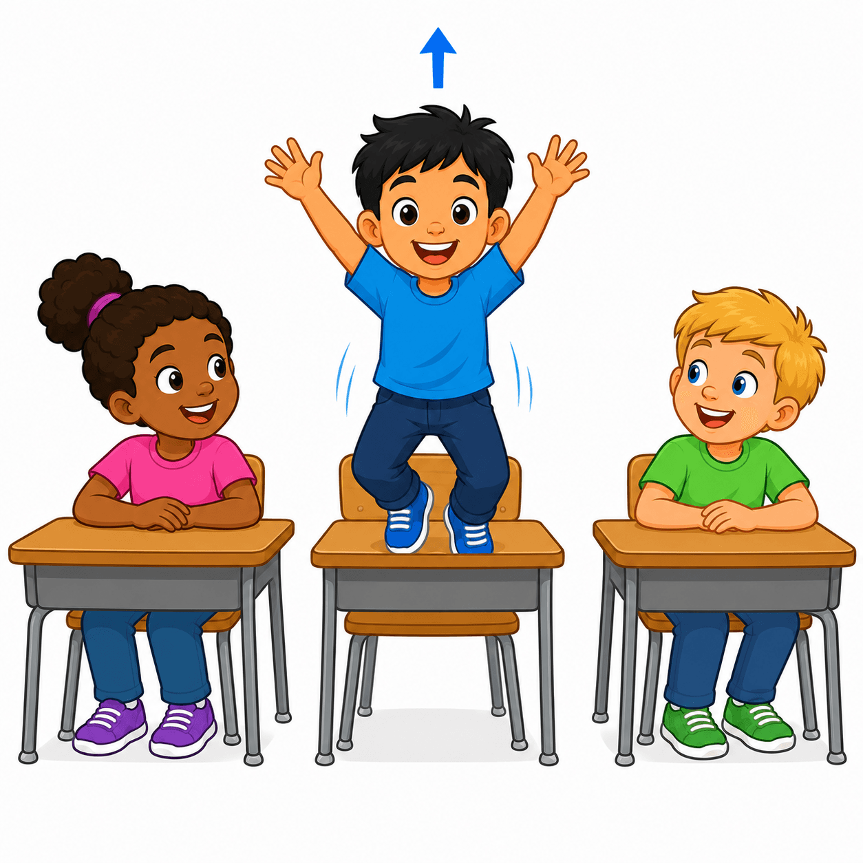 Children popping up from desks