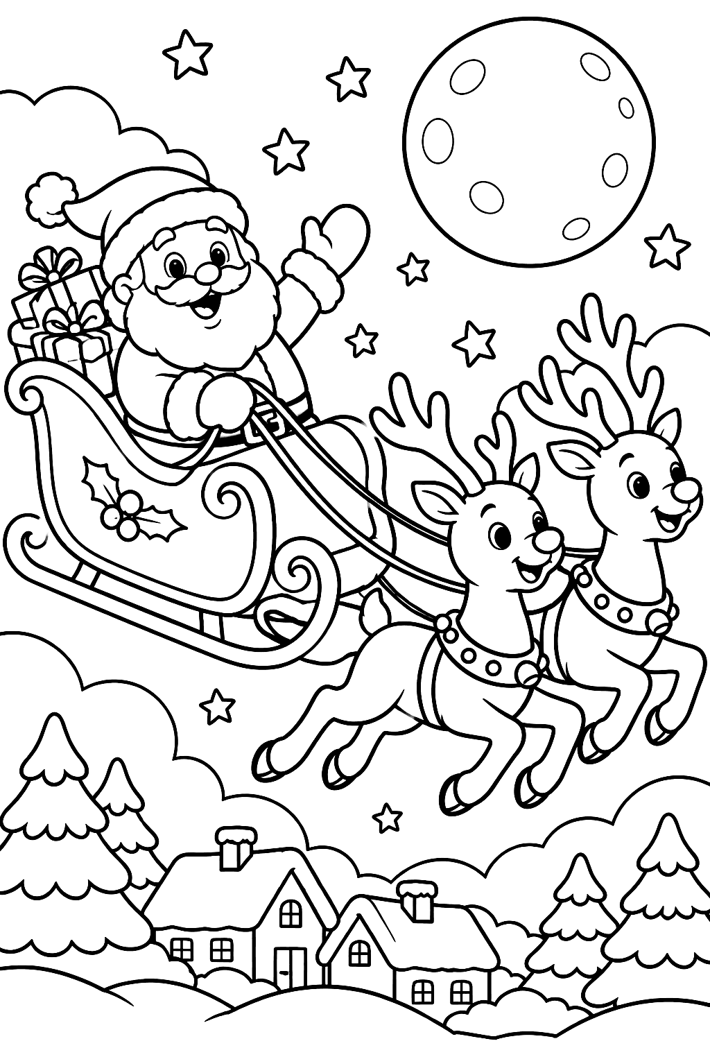 Santa's Sleigh coloring page